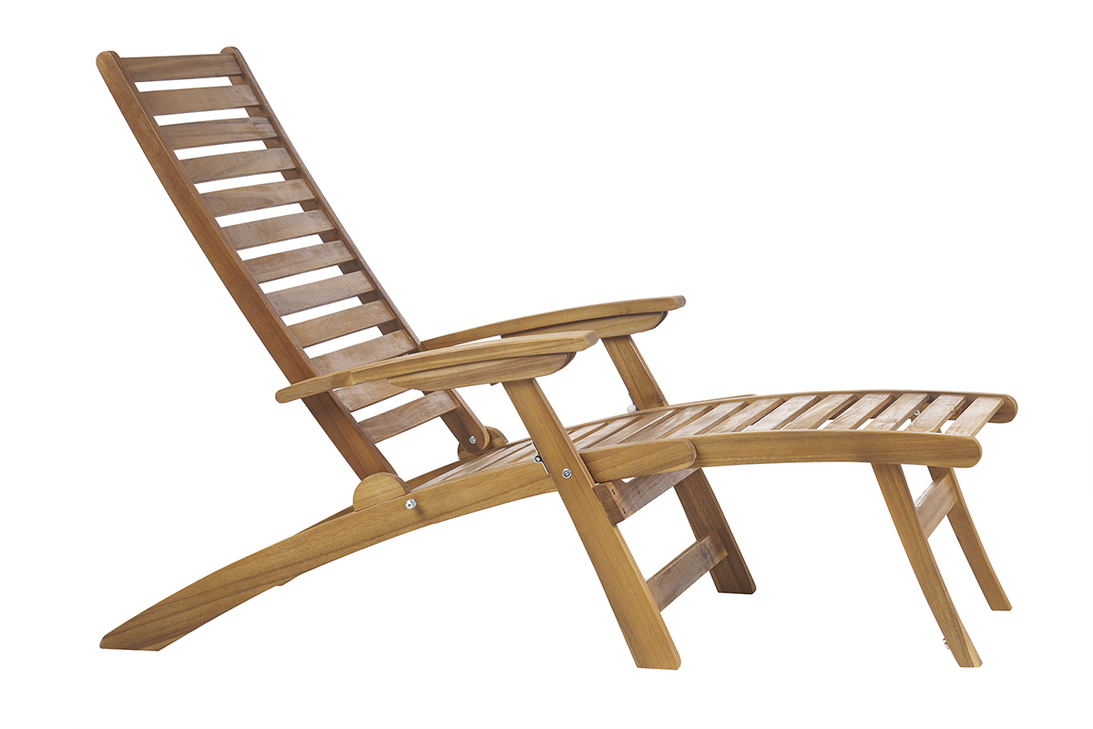 Bain de soleil inclinable 3 positions en bois massif RIO
