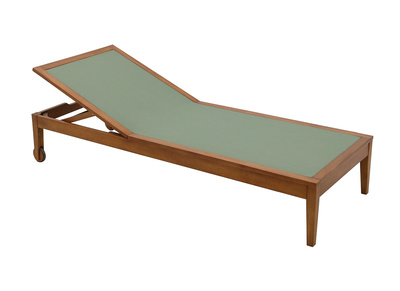 Bain de soleil vert kaki et bois massif NAVEEN