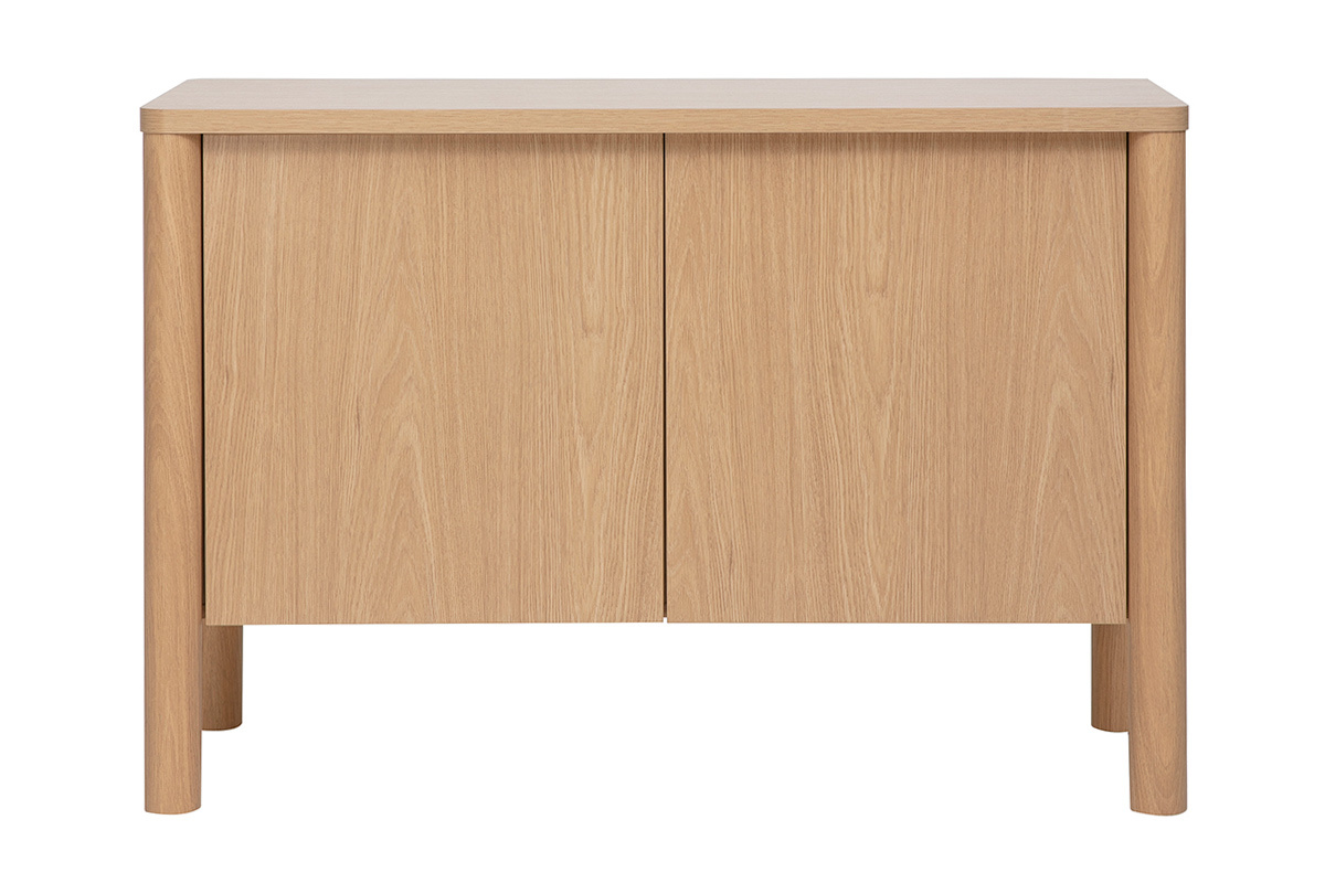 Buffet en bois clair ch�ne, 2 portes, vue de face, design scandinave, dimensions L110 cm