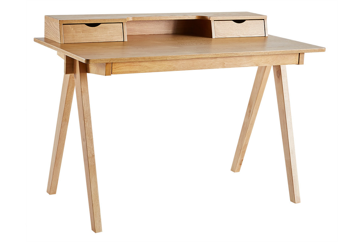 Bureau avec rangements bois clair L120 cm PULITO