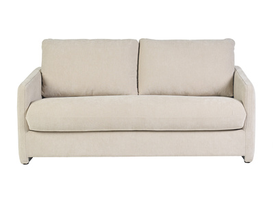 Canap&eacute; 2 places en tissu effet velours textur&eacute; beige PAULIN