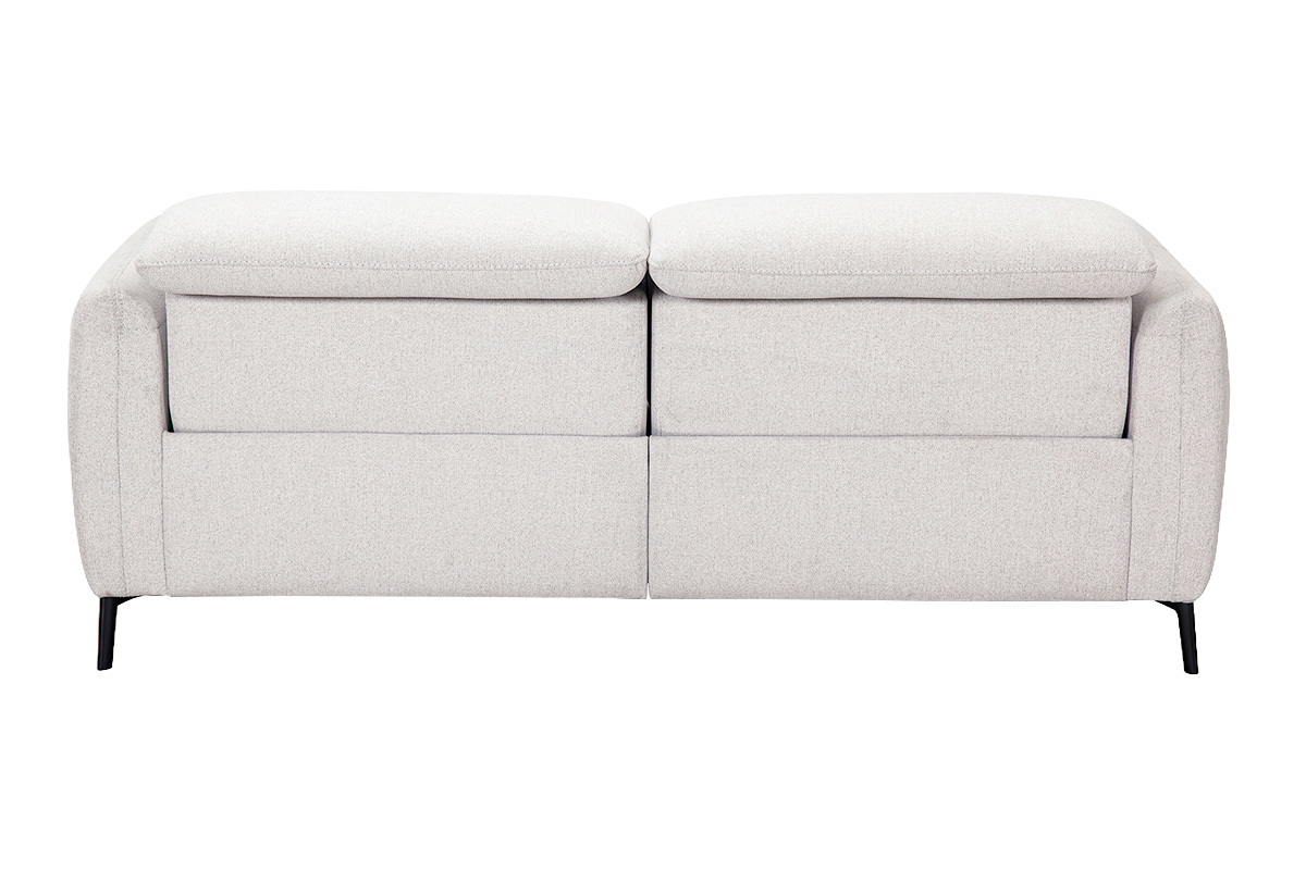 Canap� 3 places beige avec t�ti�res ajustables et repose-pieds �lectrique, vue de dos