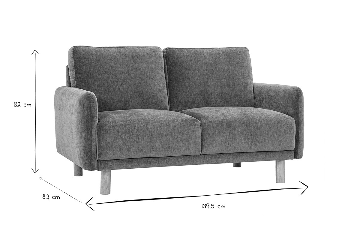 Canap� 2 places en noir et blanc avec dimensions L139,5 x P82 x H82 cm.