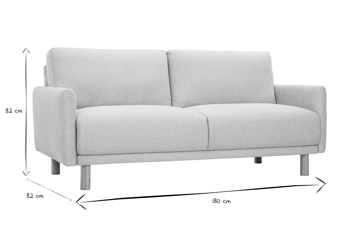 Dimensions du canap� 3 places BONO en noir et blanc : 180 cm de large, 82 cm de hauteur et profondeur.