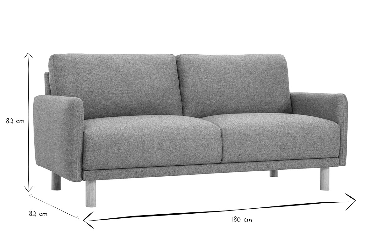 Dimensions du canap� 3 places BONO en noir et blanc: 180 cm de large, 82 cm de hauteur et profondeur.