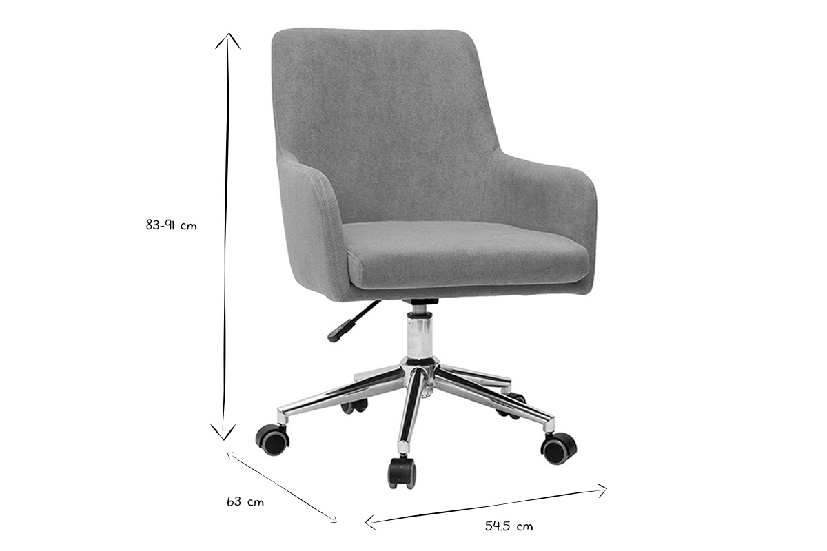 Chaise de bureau SHANA en noir et blanc, dimensions 83-91 cm H, 63 cm L, 54,5 cm P.