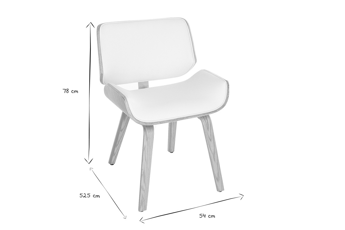 Chaise design blanc et bois clair RUBBENS