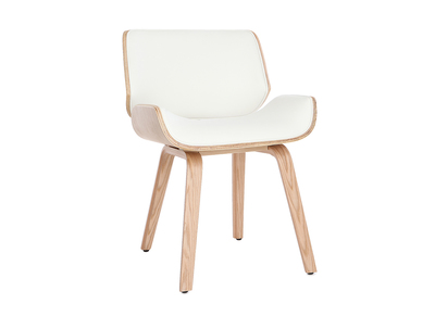 Chaise design blanc et bois clair RUBBENS