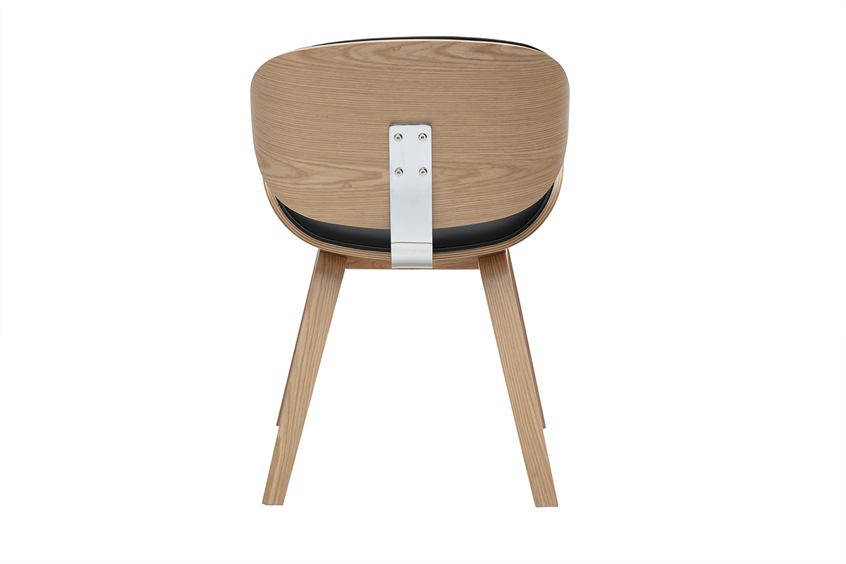 Chaise design noire et bois clair WALNUT
