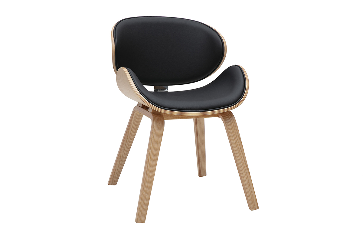 Chaise design noire et bois clair WALNUT, style nordique et contemporain