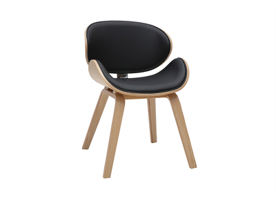 Chaise design noire et bois clair WALNUT