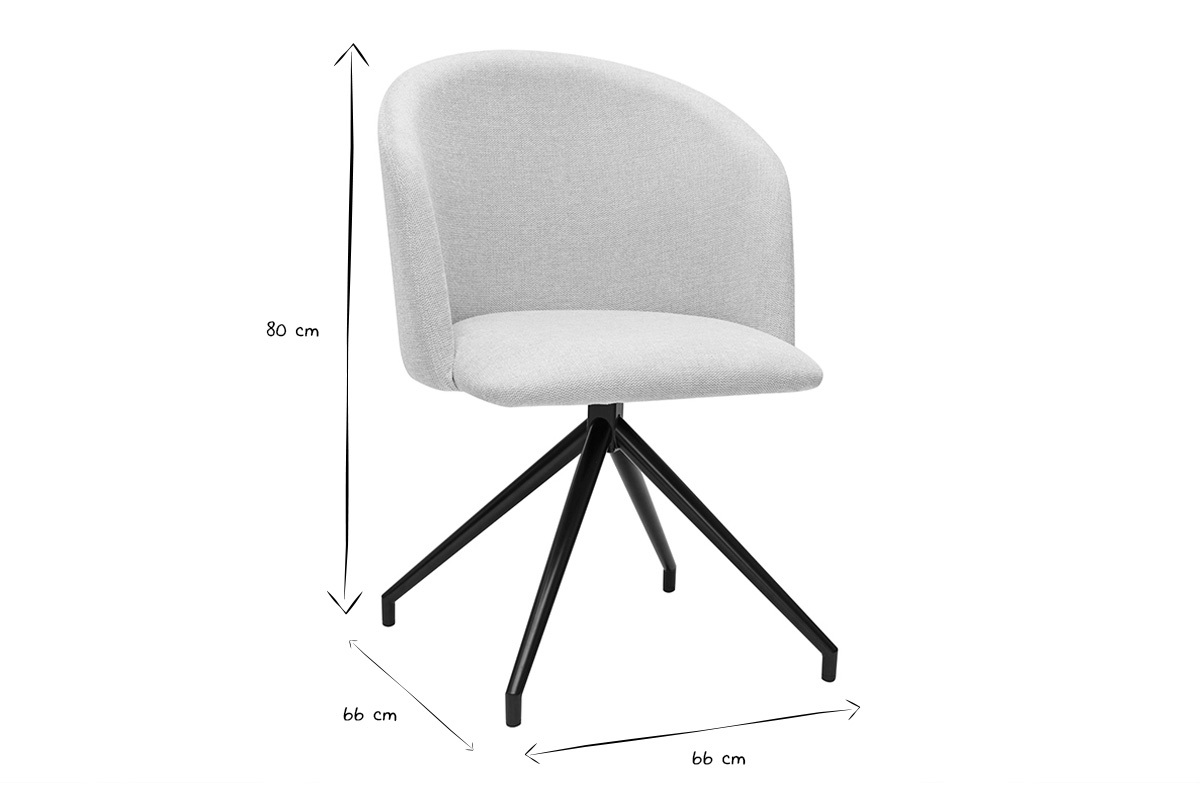Chaise design pivotante 360� en tissu effet velours textur� beige et m�tal noir VANITY
