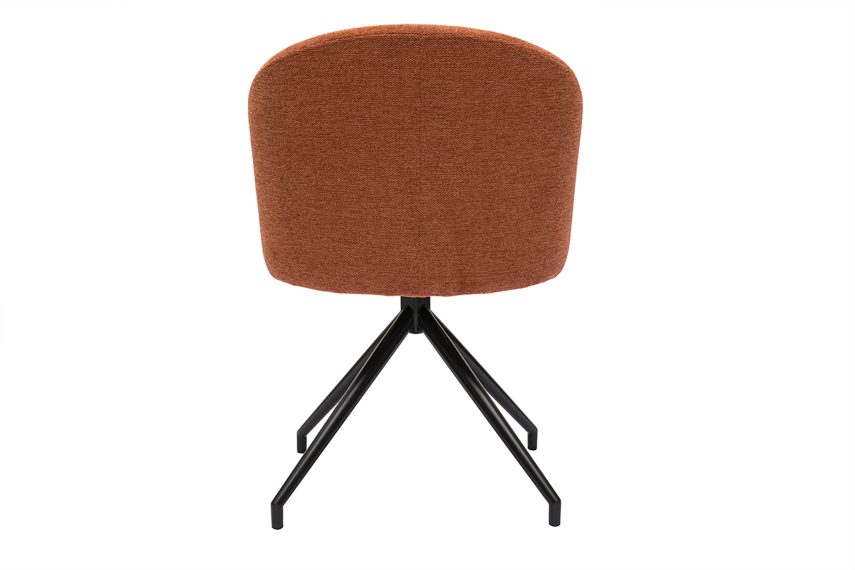 Chaise design pivotante 360� en tissu effet velours textur� terre brul�e et m�tal noir VANITY