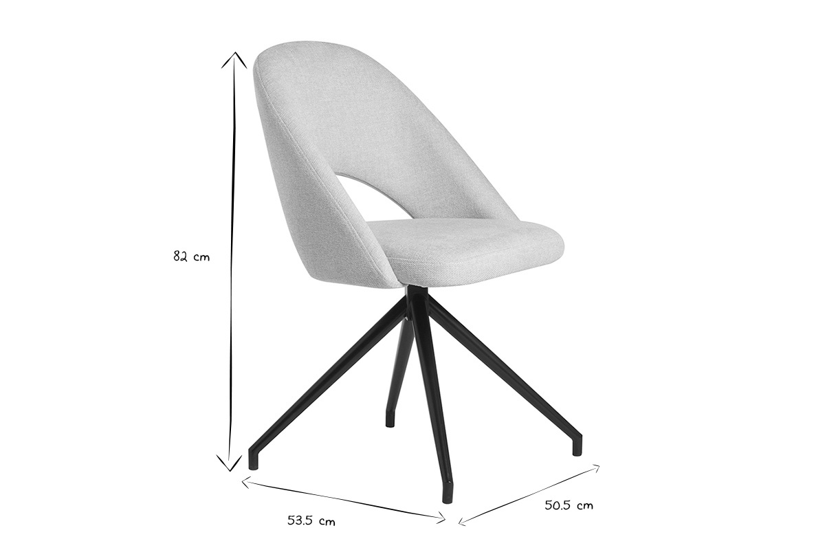 Chaise pivotante 360� en tissu effet velours textur� beige et m�tal noir COSETTE