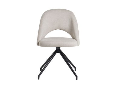 Chaise pivotante 360&deg; en tissu effet velours textur&eacute; beige et m&eacute;tal noir COSETTE