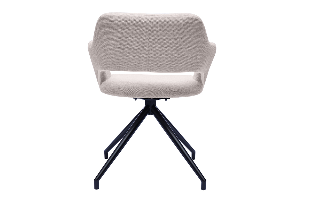 Chaise pivotante 360� en tissu effet velours textur� beige et m�tal noir JESSY
