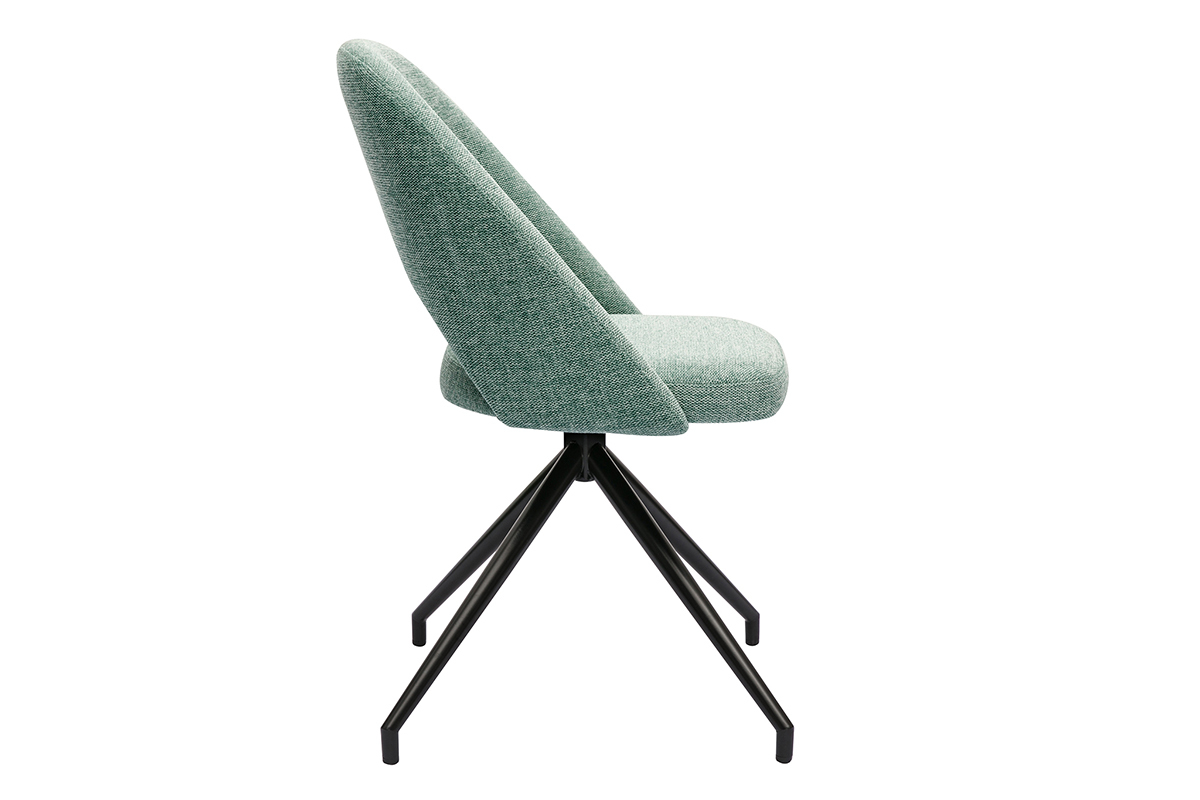 Chaise pivotante 360� en tissu effet velours textur� vert c�ladon et m�tal noir COSETTE