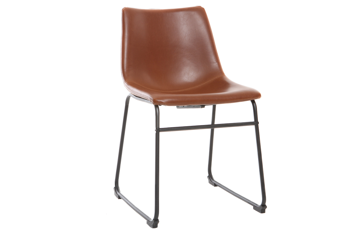 Chaise vintage marron clair et m�tal NEW ROCK