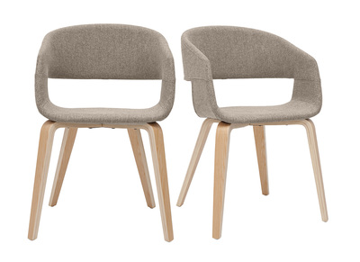 Chaises design en tissu taupe et bois clair (lot de 2) SLAM