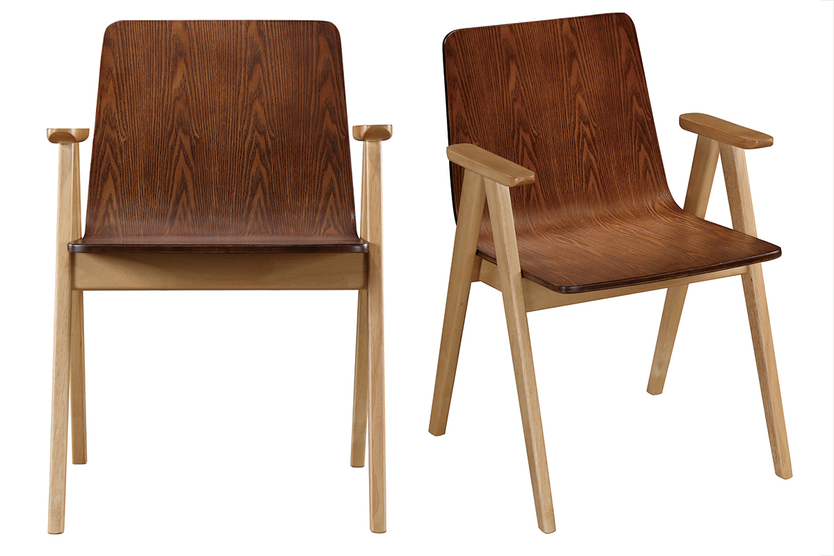 Chaises design vintage ch�ne et noyer lot de 2 DANA