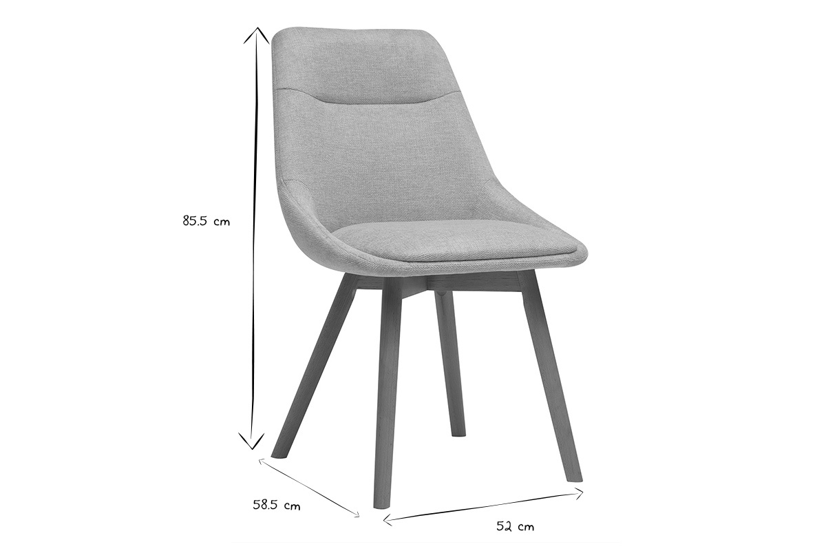 Chaise ALESS en noir et blanc avec dimensions 85,5x58,5x52 cm.