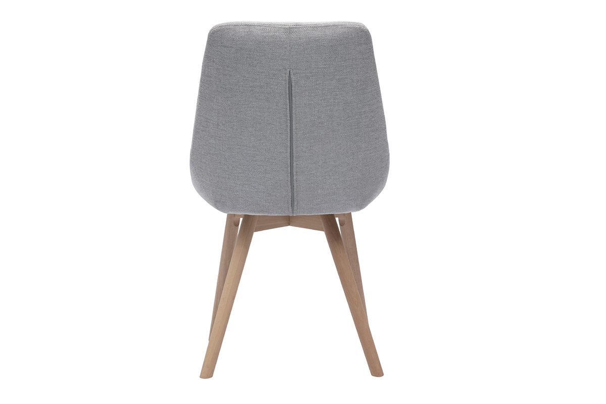 Chaise en tissu gris clair vue de dos, pieds en bois clair.