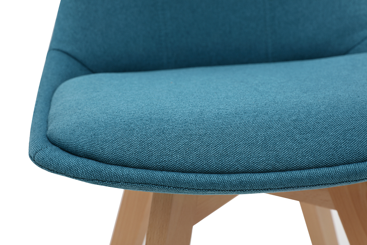 Chaises scandinaves en tissu bleu canard et bois clair (lot de 2) MATILDE