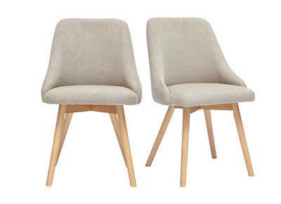 Chaises scandinaves en tissu chenille beige et bois clair (lot de 2) HASTA