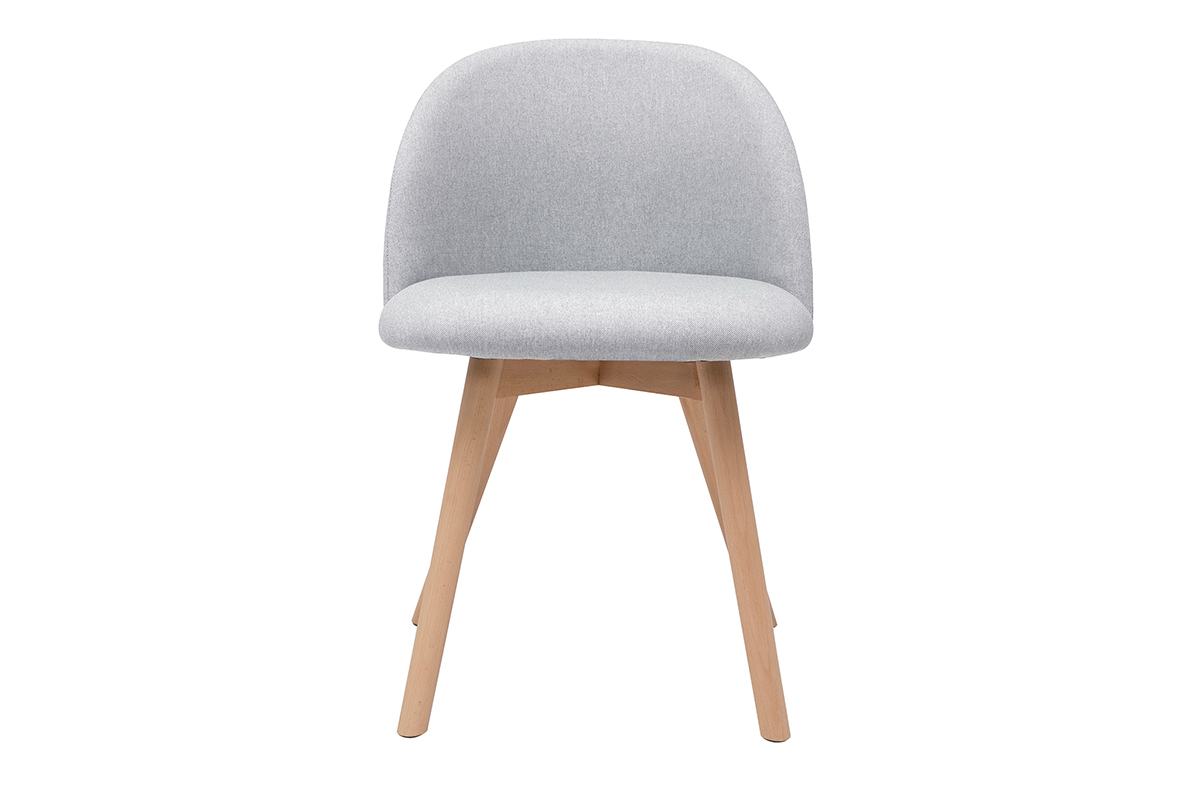 Chaises scandinaves en tissu gris clair et bois clair massif (lot de 2) CELESTE