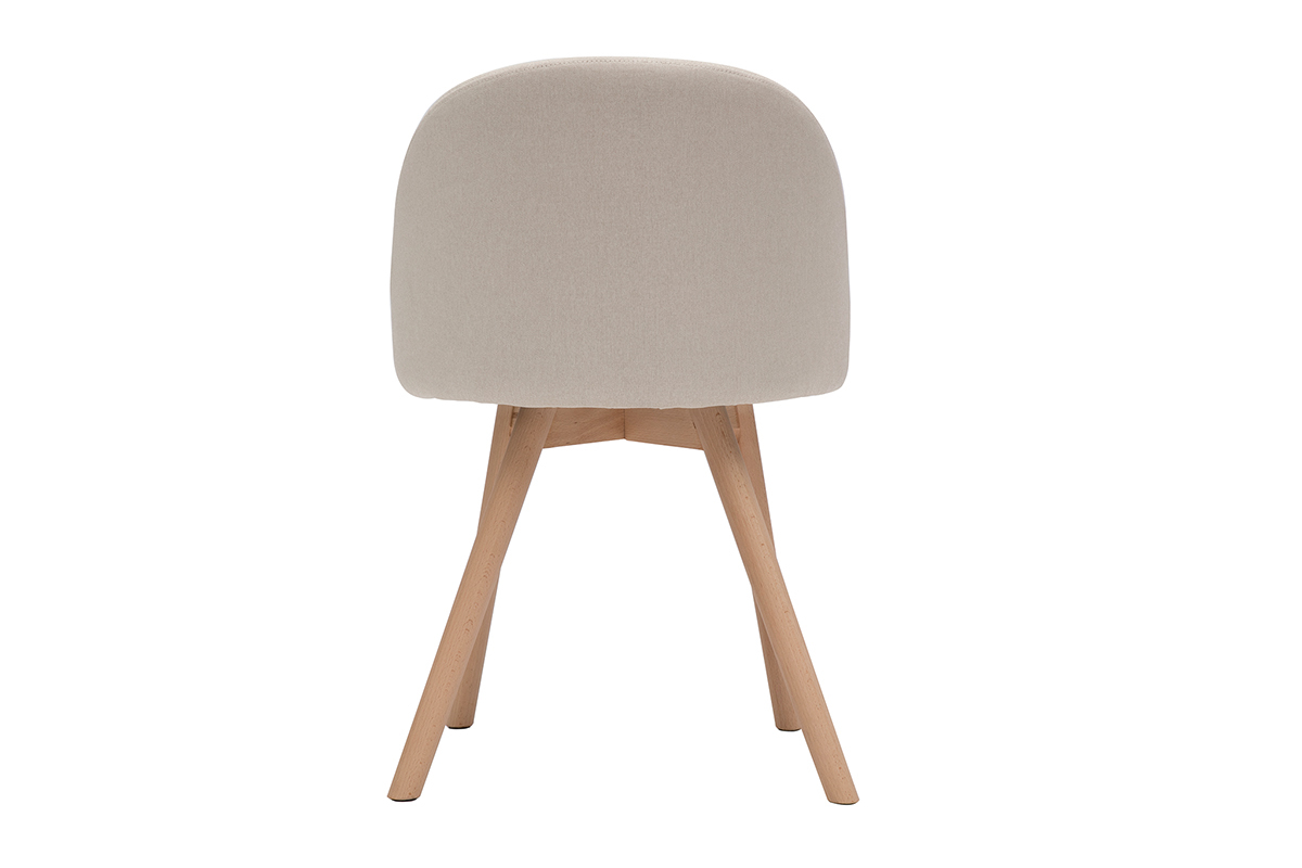 Chaises scandinaves en tissu naturel et bois clair massif (lot de 2) CELESTE