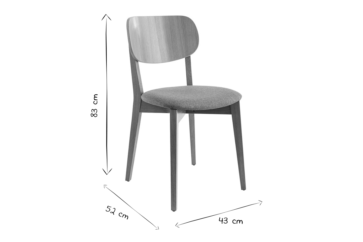 Chaises vintage en bois clair ch�ne et tissu beige (lot de 2) LUCIA