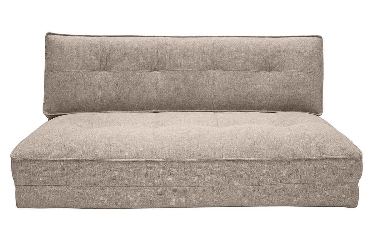 Chauffeuse 2 places convertible en tissu taupe SALLY