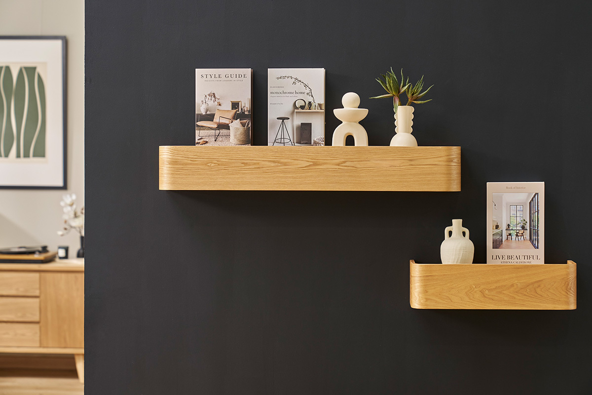 Etag�re murale bois clair fr�ne L48 cm HOPE
