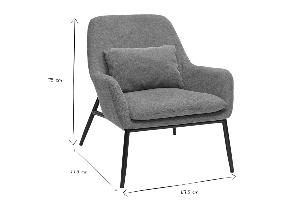 Fauteuil design en tissu effet velours terre brul�e et m�tal noir MAXINE