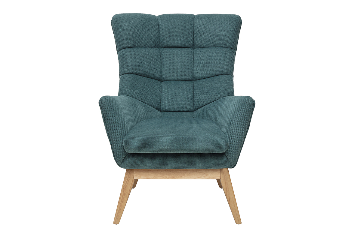 Fauteuil scandinave en tissu c�ladon et bois clair BRODY