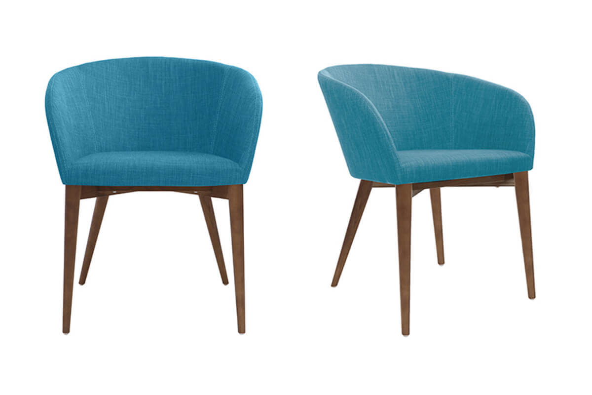 Fauteuils design bleu et bois fonc� (lot de 2) DALIA