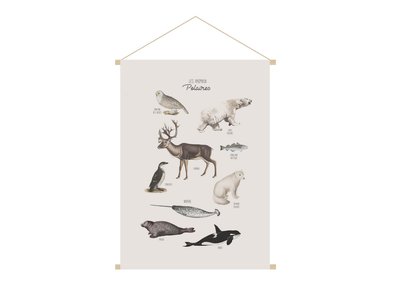 Kakemono enfant tableau en toile suspendue illustration animaux polaires L40 x H60 cm POLAR