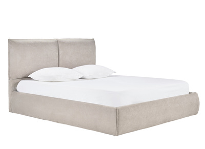 Lit coffre 2 places 160x200 cm en tissu chenille beige VIGO