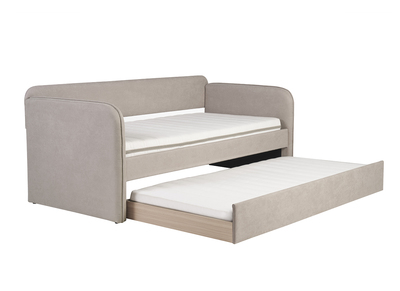 Lit gigogne en tissu taupe 90 x 190 cm EDISON