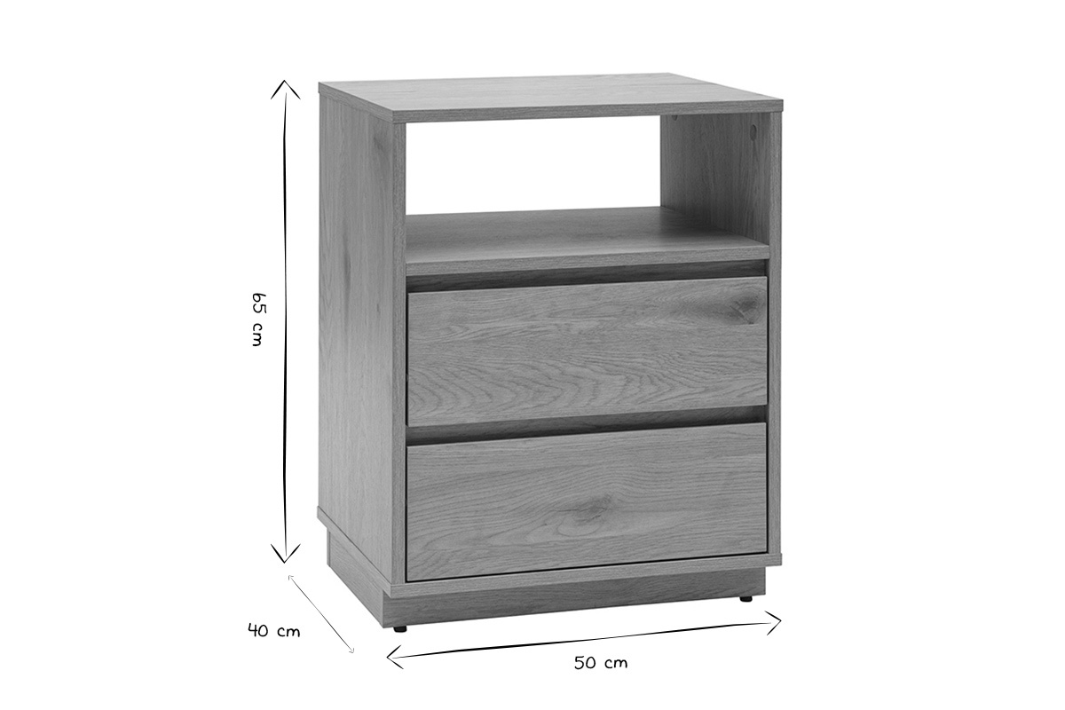 Meuble de rangement SEVILLE en noir et blanc, dimensions L50 x P40 x H65 cm.