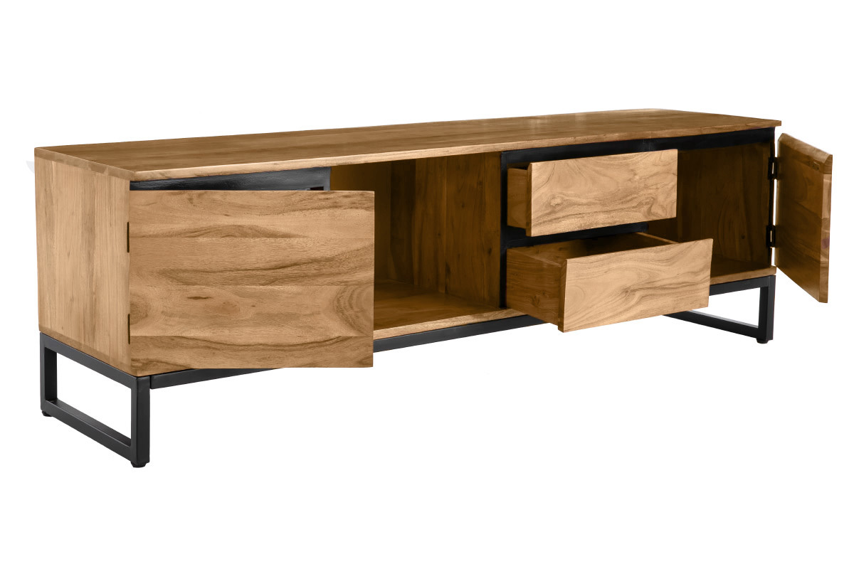 Meuble TV en bois massif L160 cm HOORN