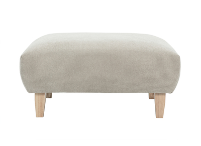 Pouf repose-pieds en tissu chenille beige et bois clair L75 cm BASTILLE