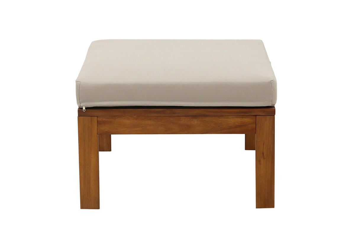 Salon de jardin 3-4 places en bois massif, 2 sets de housse (taupe ou �cru) et accoudoirs tress�s ALOHA