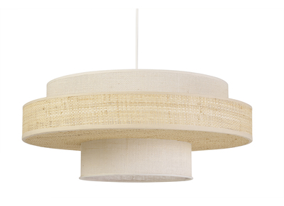 Suspension en jute blanche et rabane naturelle D50 WAKI