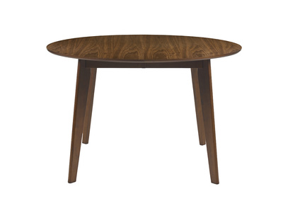 Table &agrave; manger ronde extensible finition noyer L120-150 cm LEENA