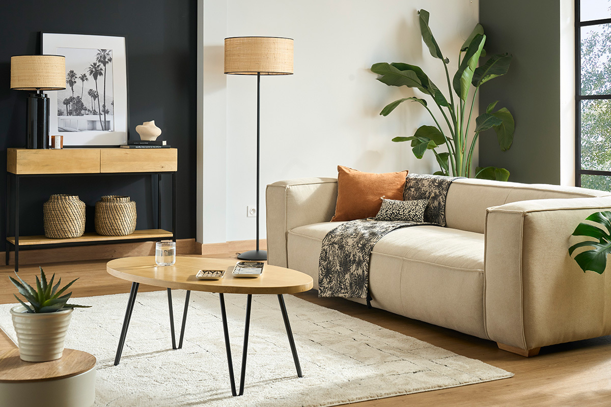 Table basse ovale bois manguier massif  L100 cm VIBES