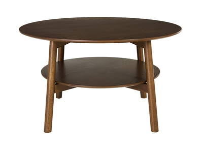 Table basse ronde en bois fonc&eacute; D80 cm MALVA