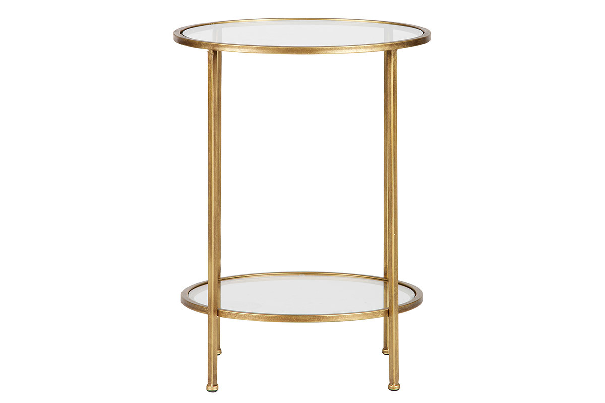 Table d'appoint deux plateaux laiton dor� PYOU