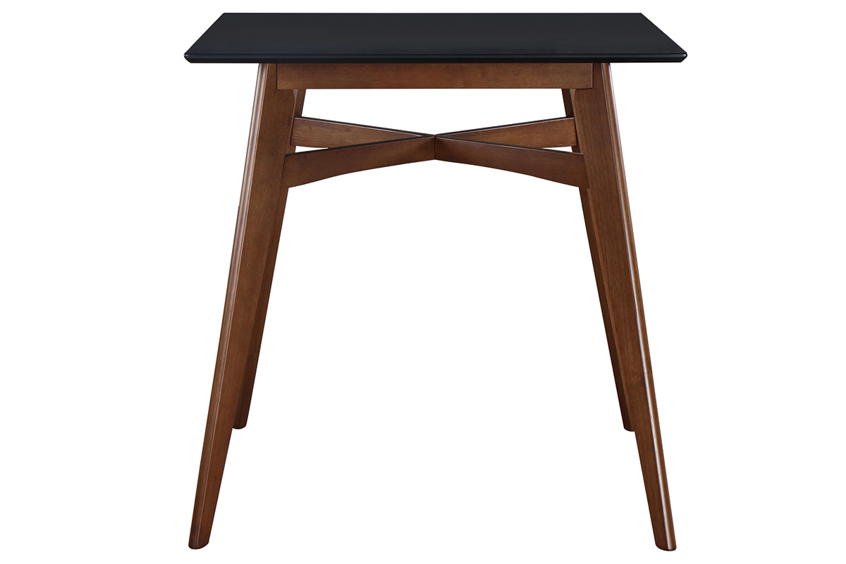 Table de bar carr�e bois et noir H91.5 cm LEENA
