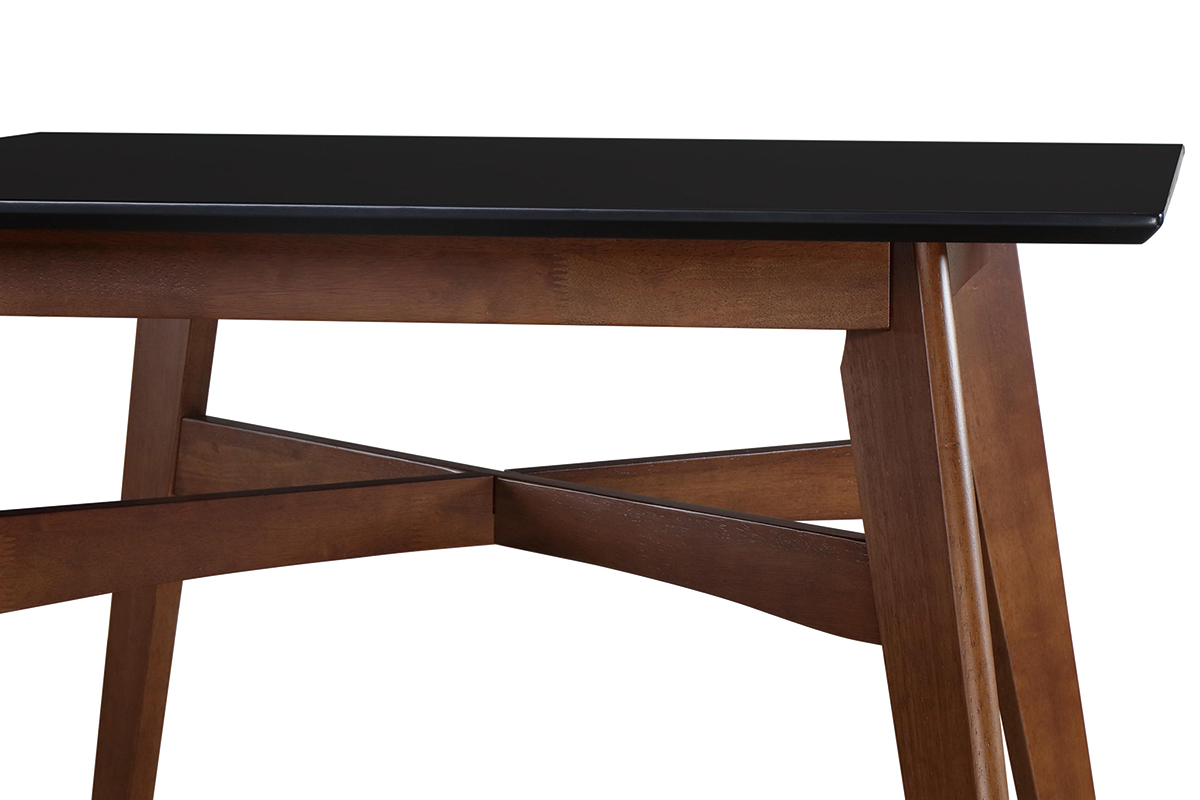 Table de bar carr�e bois et noir H91.5 cm LEENA